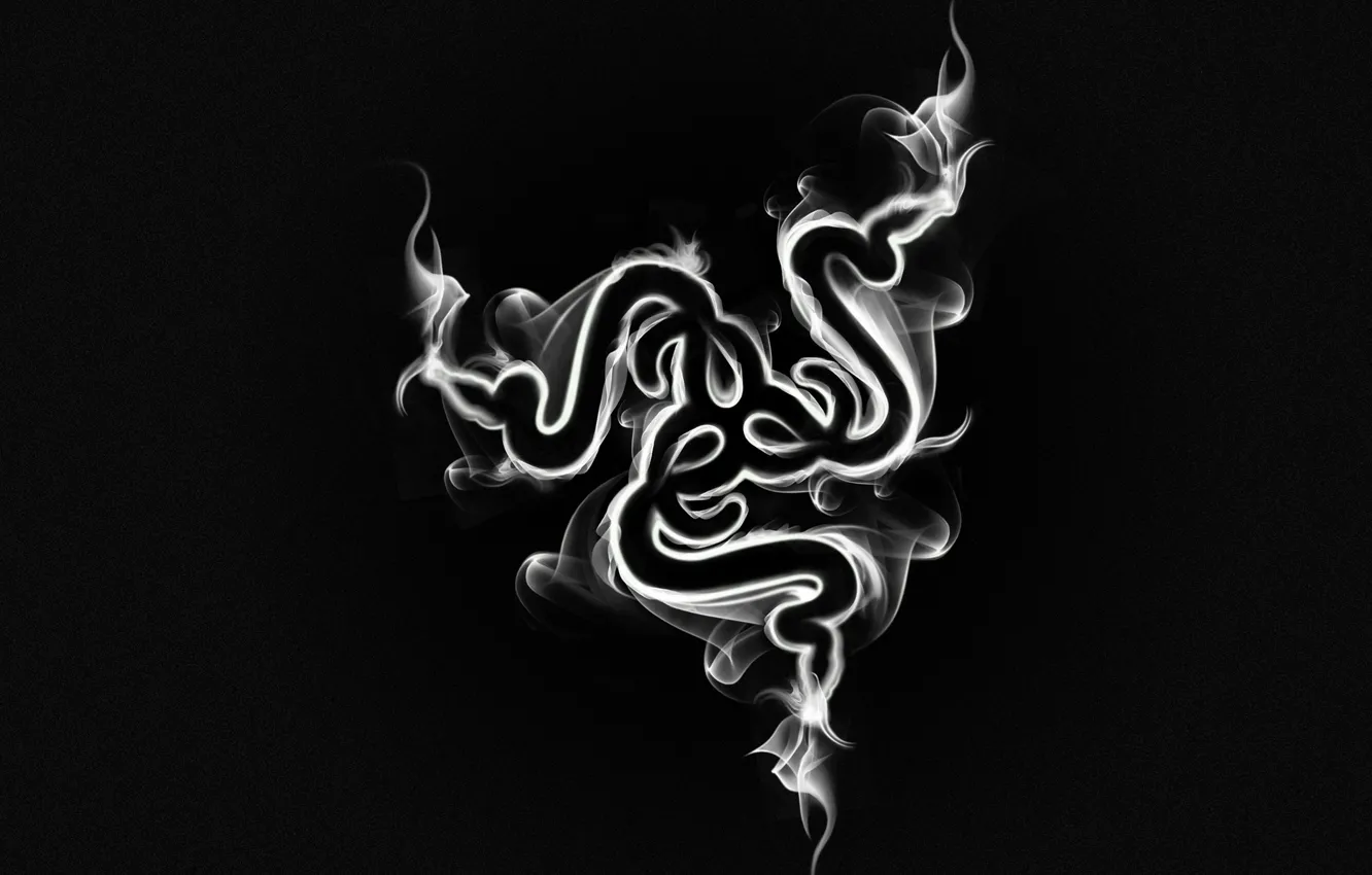 Photo wallpaper smoke, minimalism, logo, black, smoke, Razer, hi-tech
