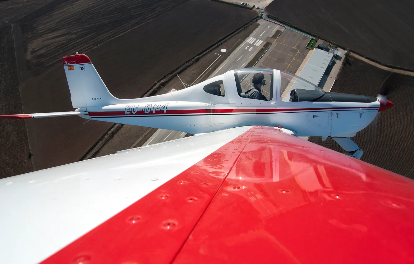 Photo wallpaper view, height, wings, pilot, the plane