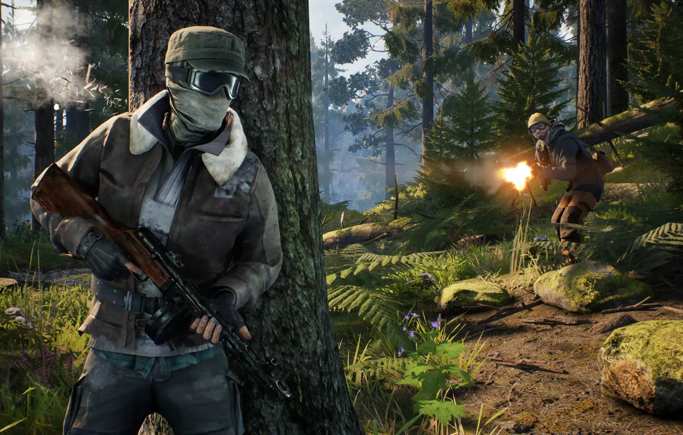 Photo wallpaper forest, nature, weapons, war, soldiers, Vigor