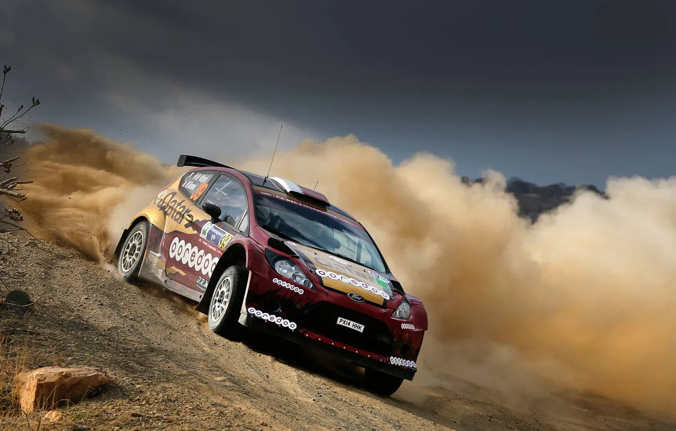 Photo wallpaper Ford, dust, WRC, Rally, Fiesta, Al Kuwari