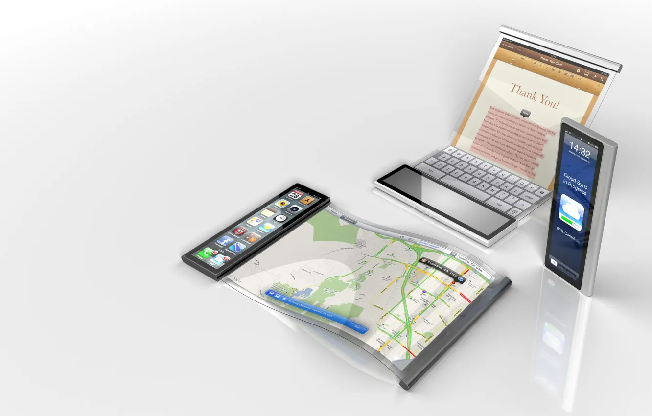 Photo wallpaper Concept, design, reflection, apple, iScroll