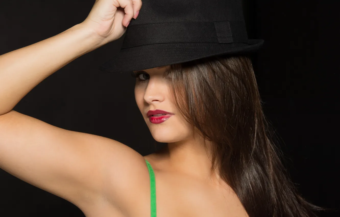 Photo wallpaper girl, smile, hat
