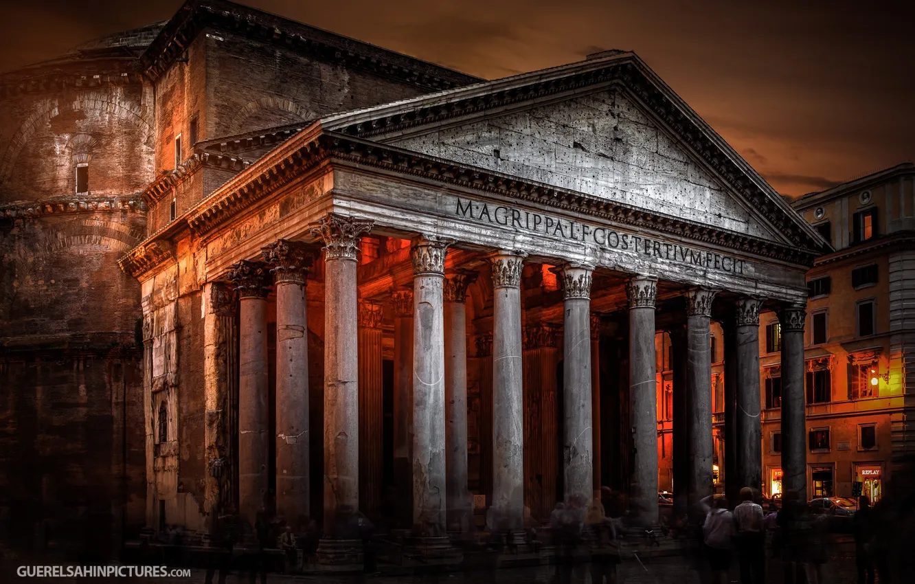 Photo wallpaper light, night, Rome, photographer, Pantheon, Guerel Sahin