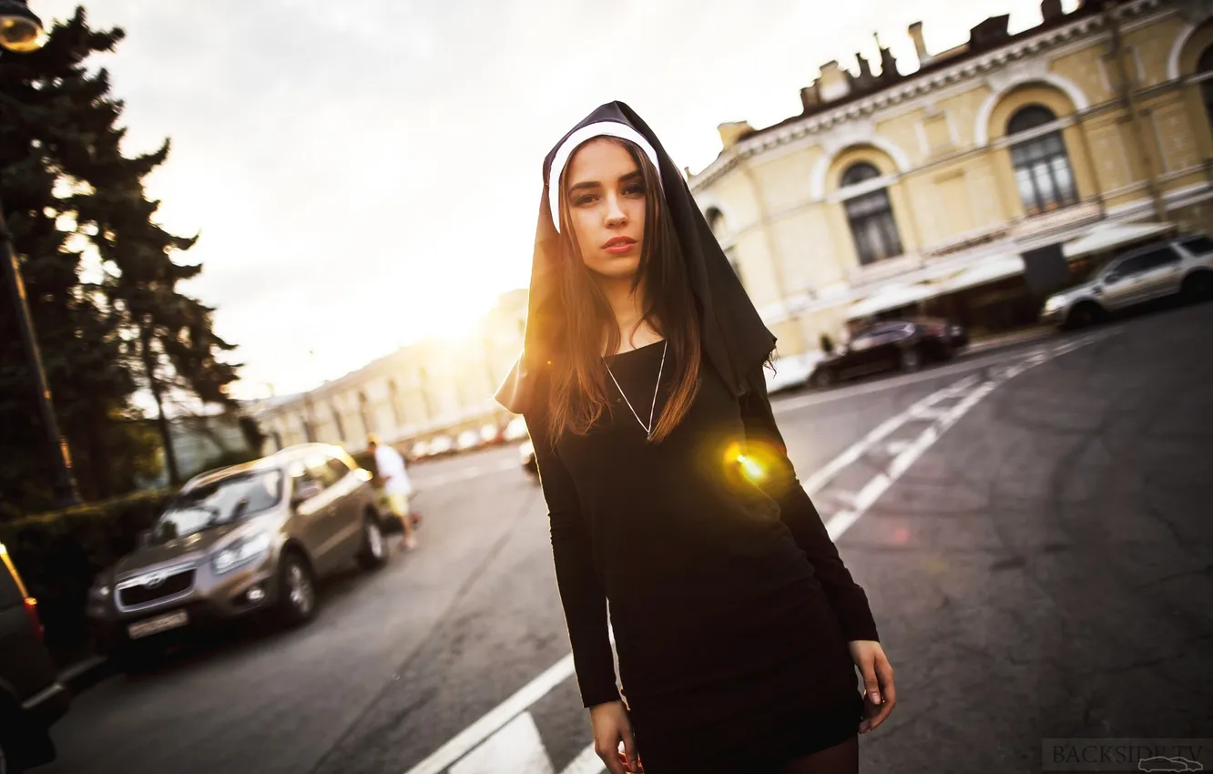 Photo wallpaper girl, nun, review, Smotra