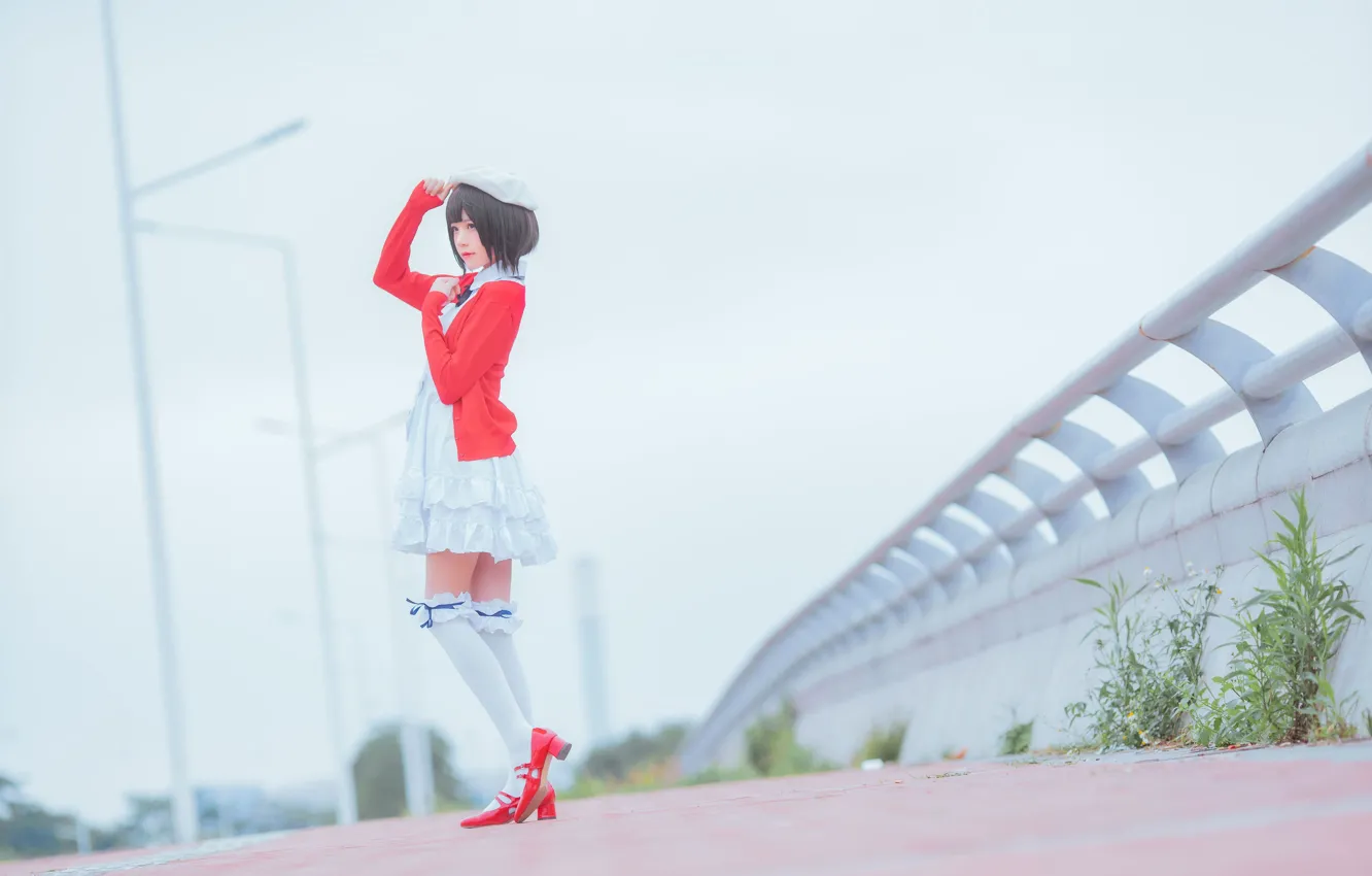 Photo wallpaper woman, beautiful, model, pretty, asian, japanese, beret, Shorthair