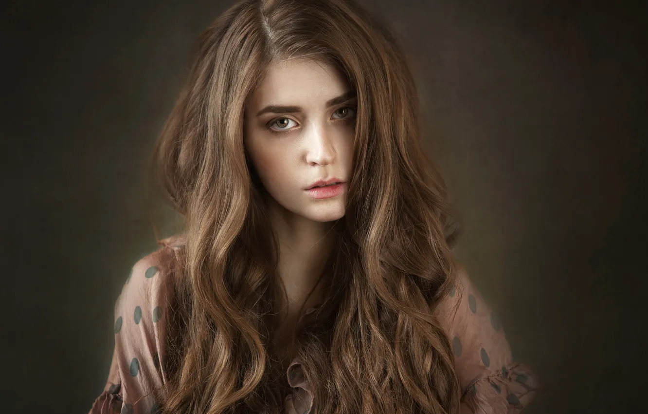Photo wallpaper sadness, look, girl, face, background, sweetheart, portrait, makeup