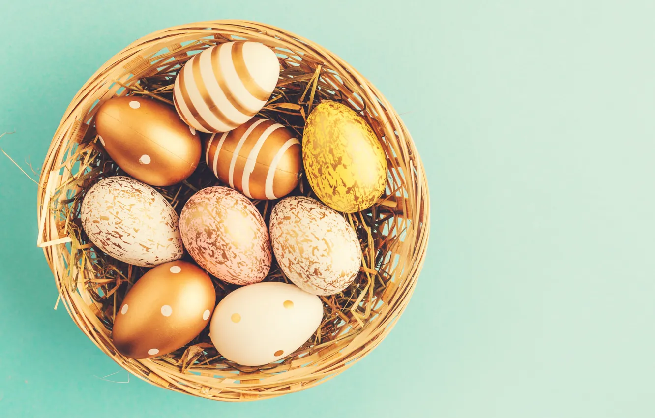 Photo wallpaper background, eggs, Easter, happy, basket, eggs, easter, decoration