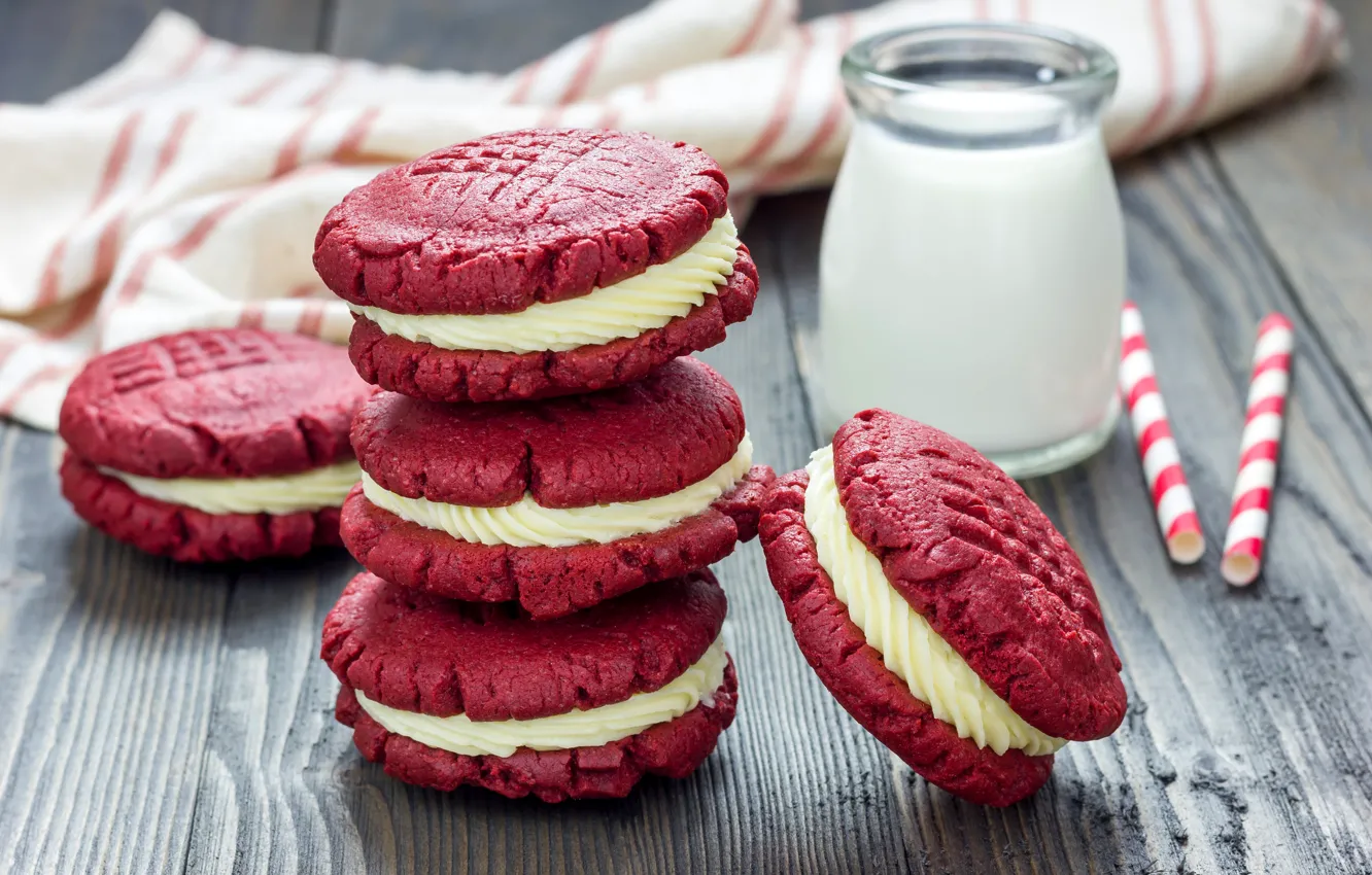 Photo wallpaper milk, cookies, cream, cakes, sweet