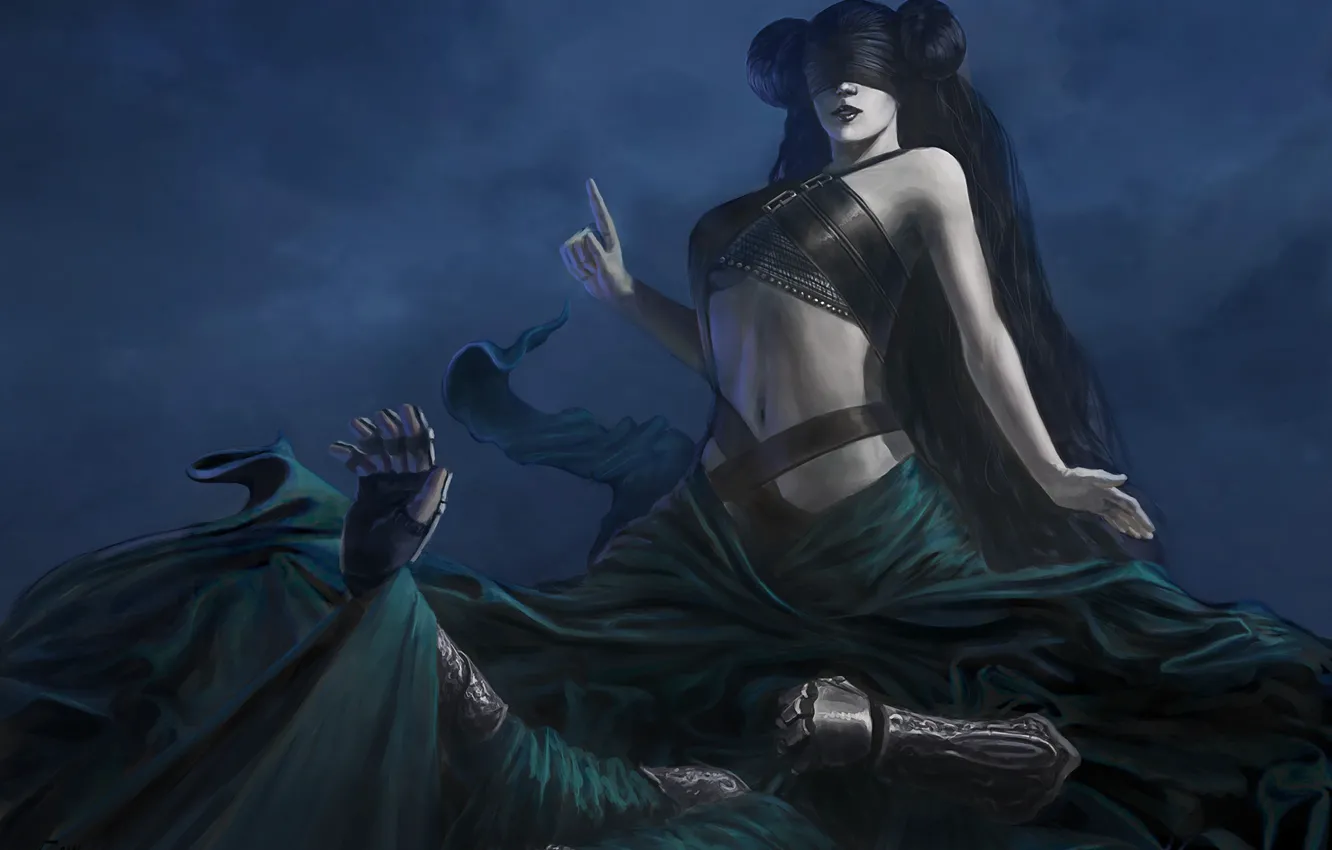 Photo wallpaper girl, death, hands, art, fabric, headband, Night sister