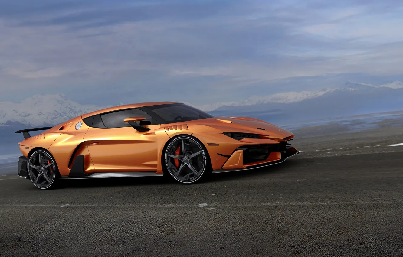 Photo wallpaper orange, supercar, V10, ItalDesign, 2017, Zerouno, 5.2 L.