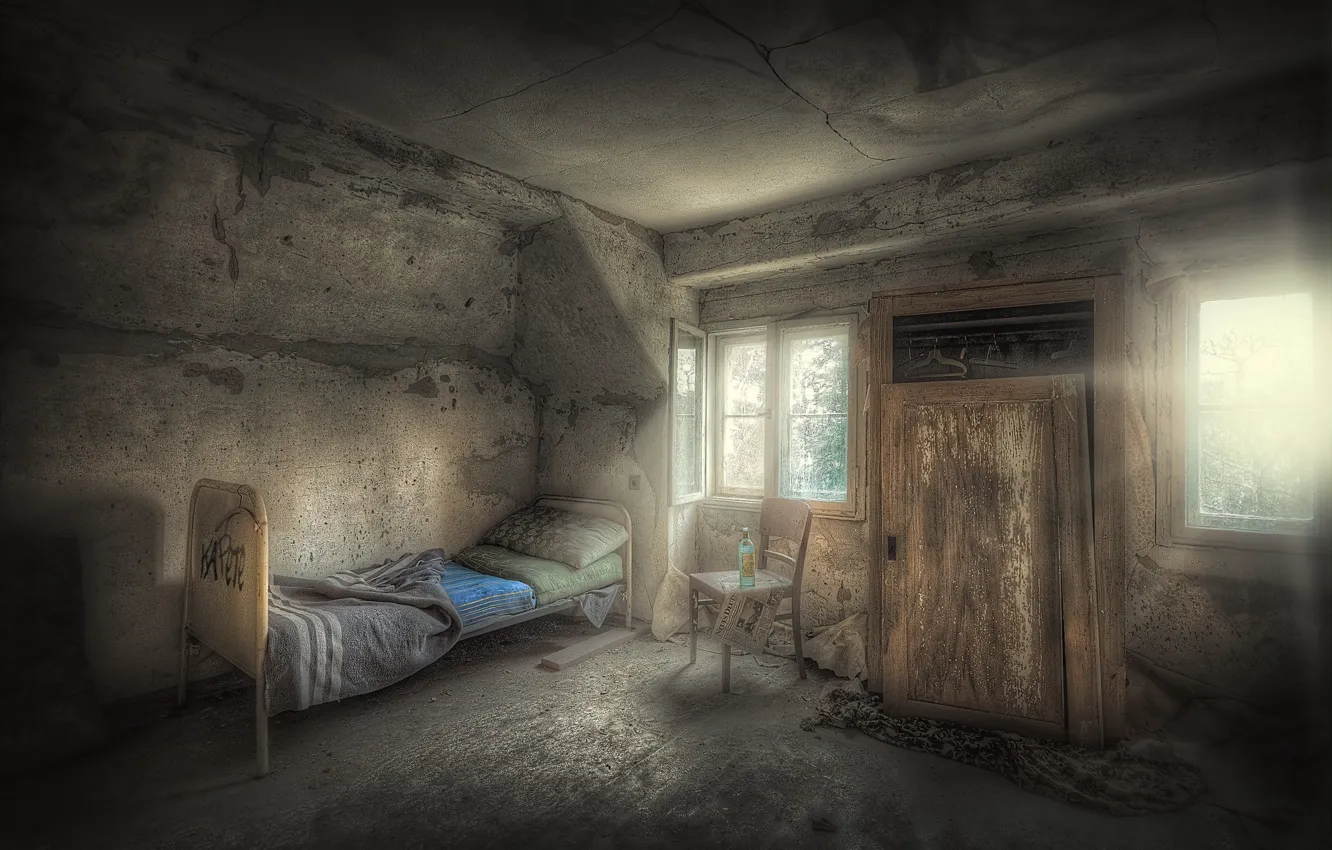 Photo wallpaper room, bed, wardrobe