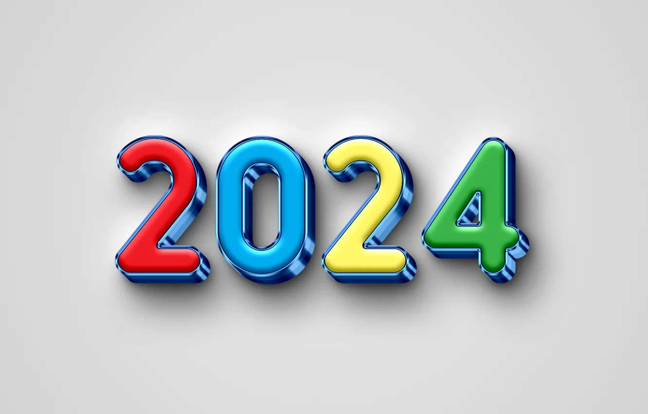 Photo wallpaper new year, figures, date, 2024