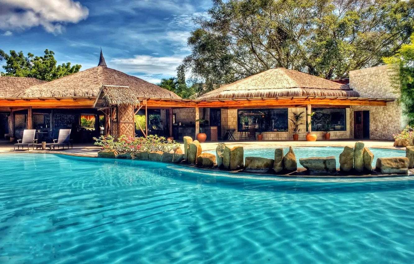 Photo wallpaper pool, resort, Bungalow