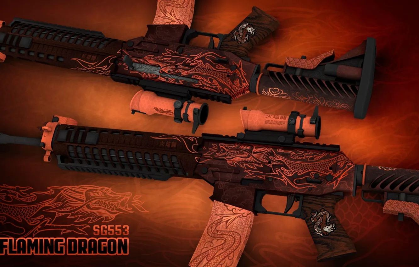 Photo wallpaper dragon, characters, symbol, paint, cs go, Workshop, presentation, flaming dragon