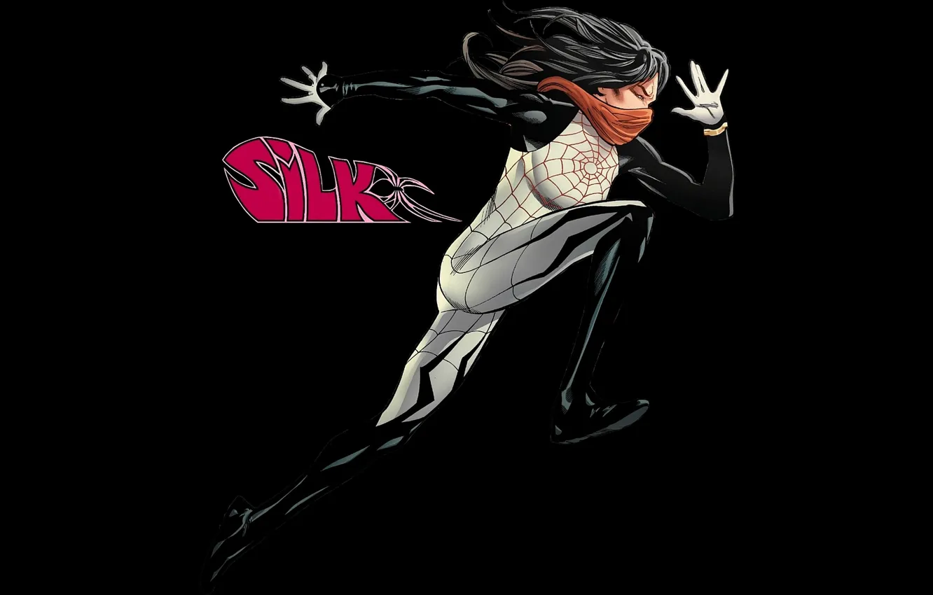 Photo wallpaper girl, web, silk, costume, Marvel, comic, silk, Marvel