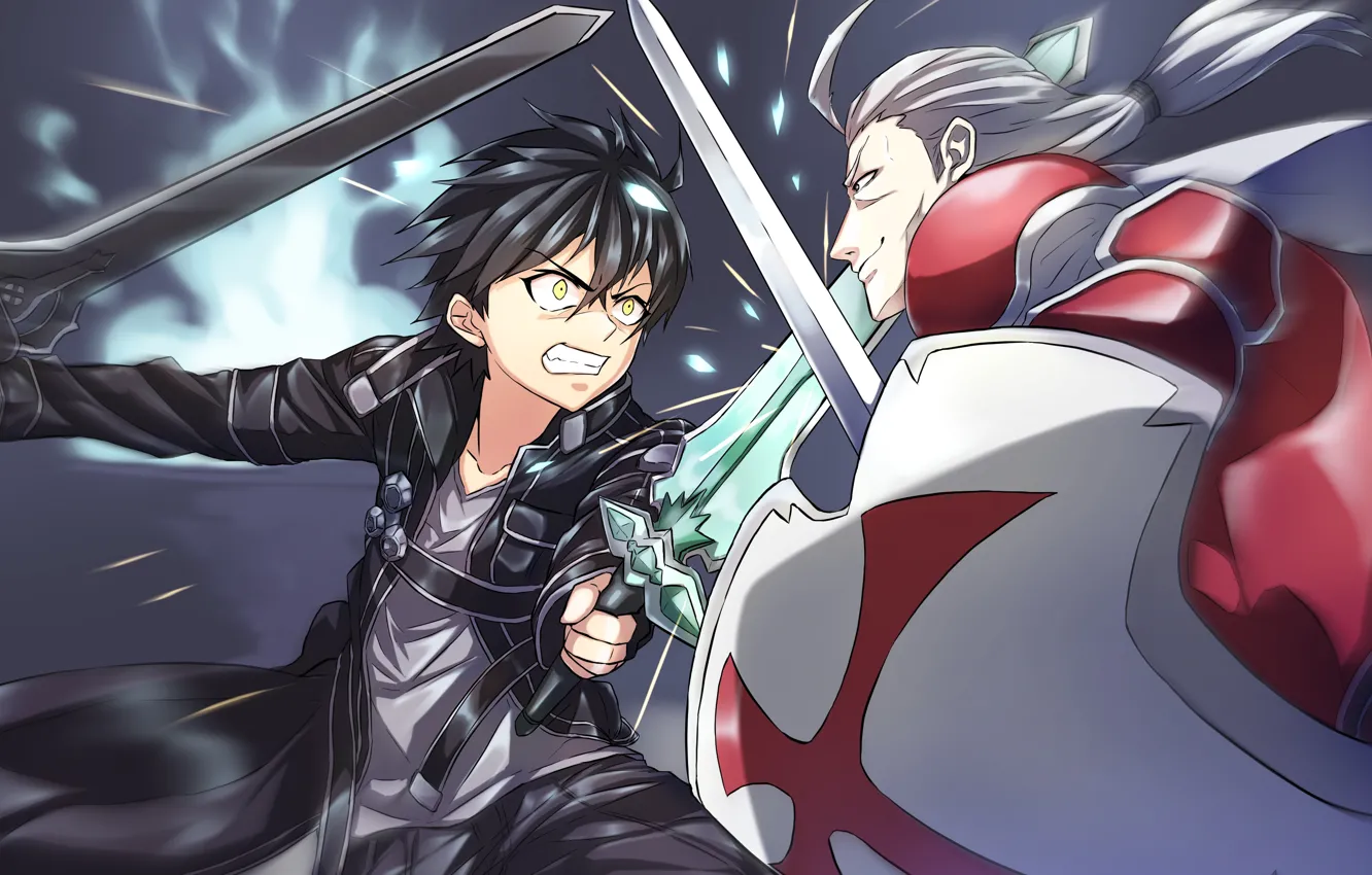 Photo wallpaper weapons, anger, sword, male, guy, Sword art online, Sword Art Online