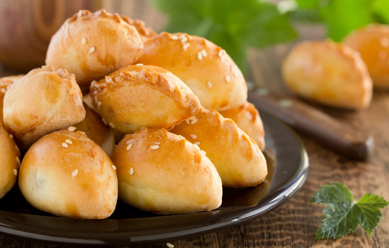 Photo wallpaper cakes, sesame, cakes, powder, leaf currant