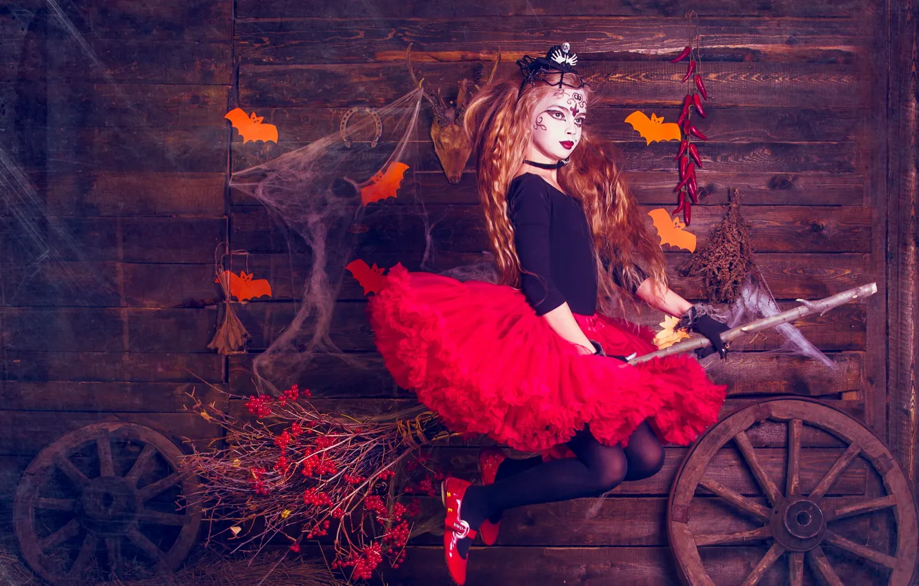 Photo wallpaper holiday, girl, witch