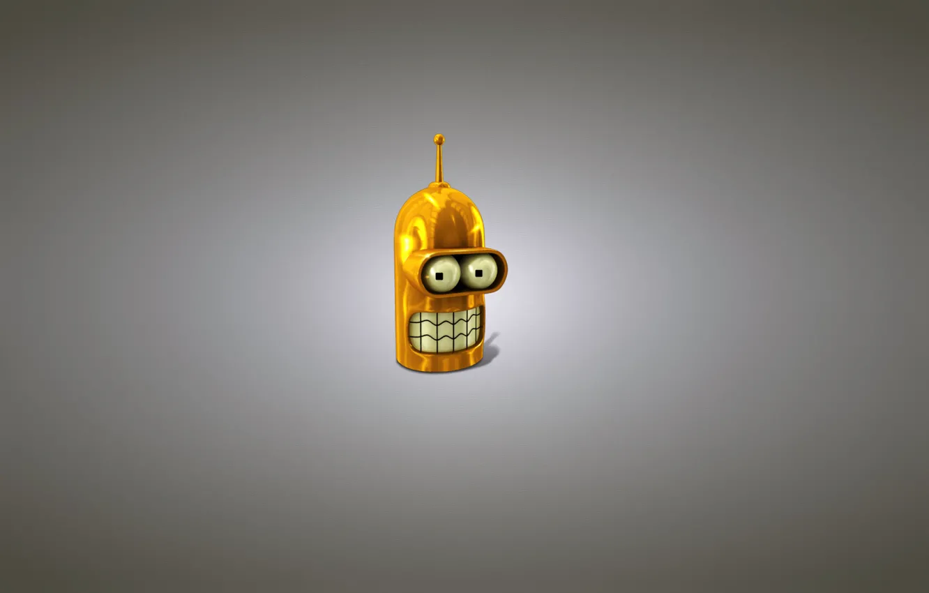 Photo wallpaper robot, minimalism, head, gold, Futurama, Futurama, Bender Bending Rodriguez, A Bender Bender Rodriguez