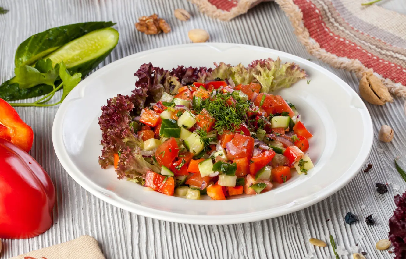 Photo wallpaper pepper, vegetables, tomatoes, salad