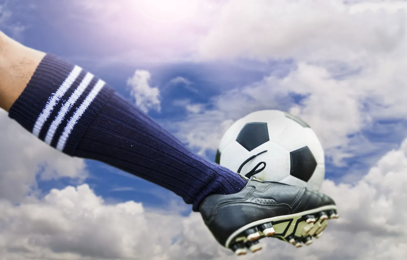 Photo wallpaper soccer, ball, Sky kick