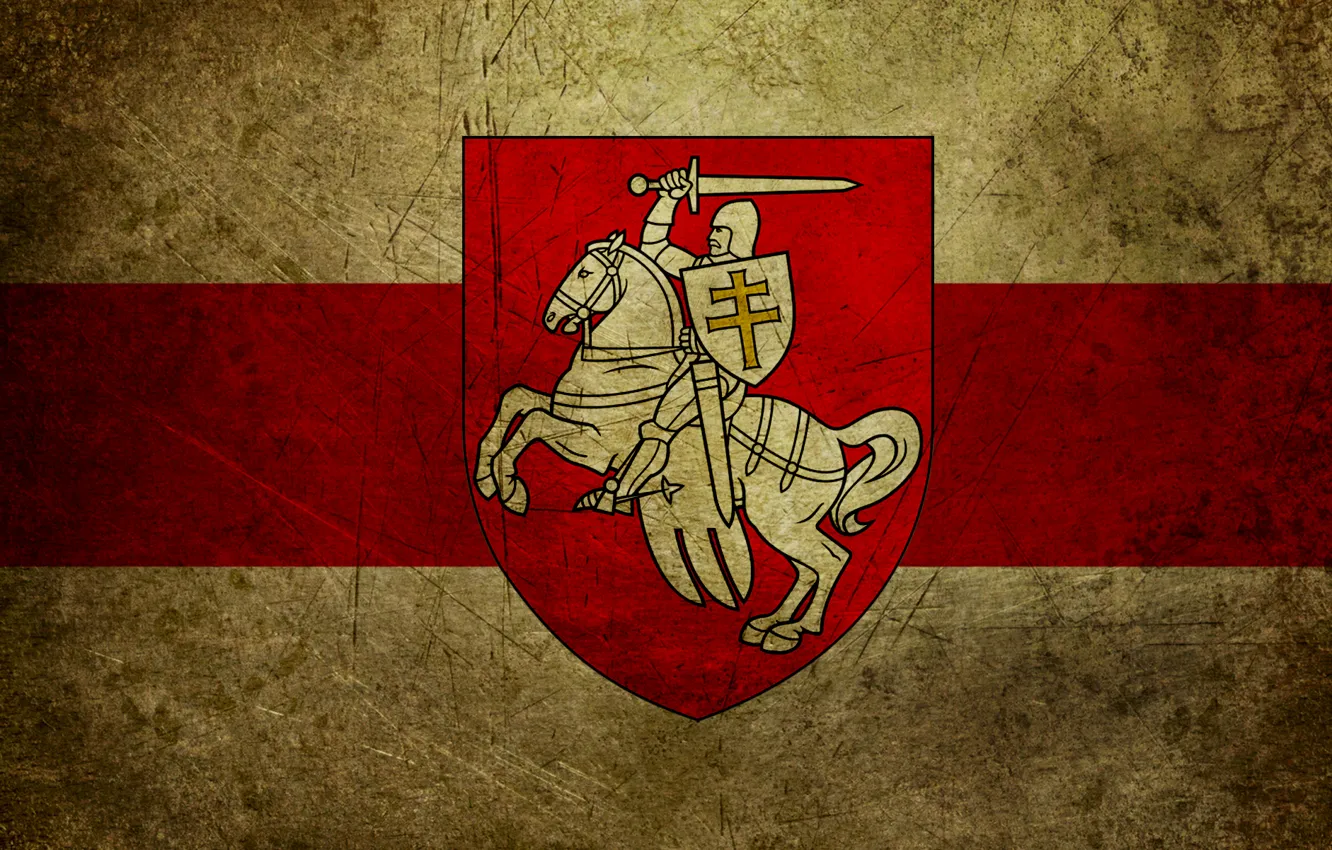 Photo wallpaper chase, flag, coat of arms, Belarus