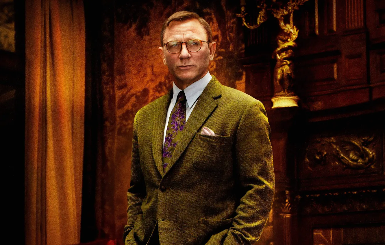 Photo wallpaper glasses, costume, tie, Daniel Craig, Daniel Craig, To get knives, Knives Out