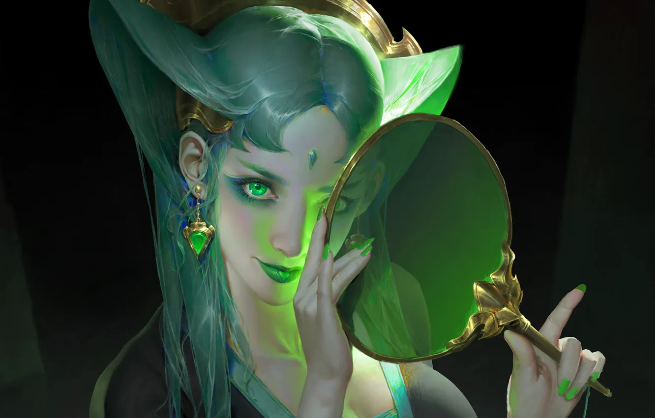 Photo wallpaper look, girl, decoration, background, hair, fantasy, art, art