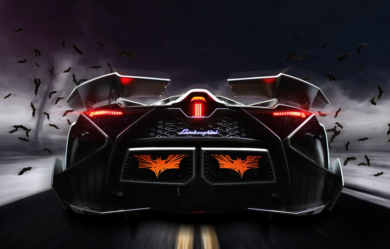 Photo wallpaper Concept, Lamborghini, Car, Storm, Road, Bats, Rear, Egoista