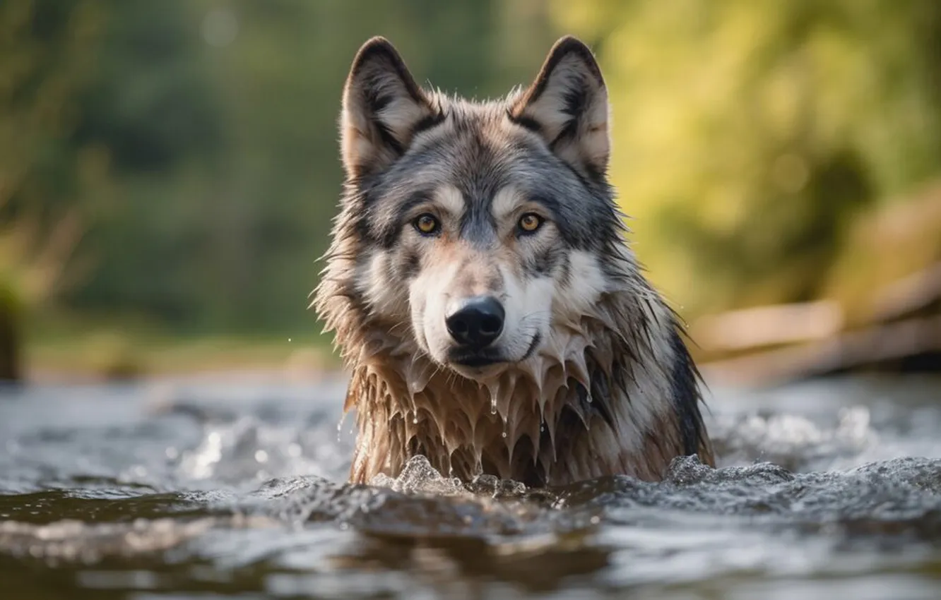 Photo wallpaper Predator, nature, snow, face, animal, wolf, canis lupus, wildlife