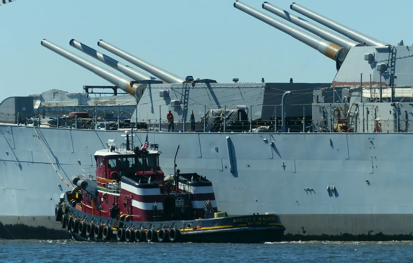 Photo wallpaper gun, glavnyy Kalibr, USS Iowa