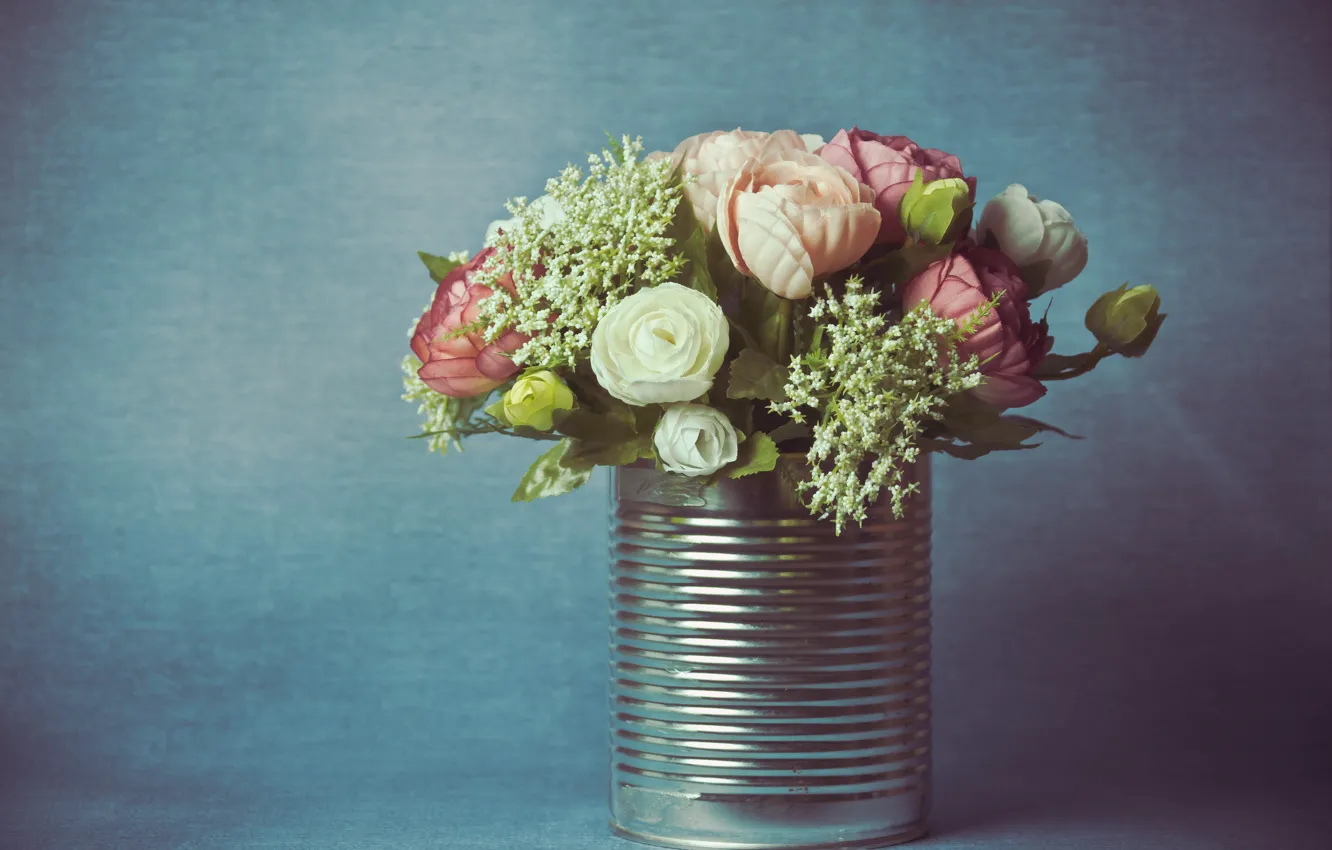 Photo wallpaper flowers, background, bouquet, vase