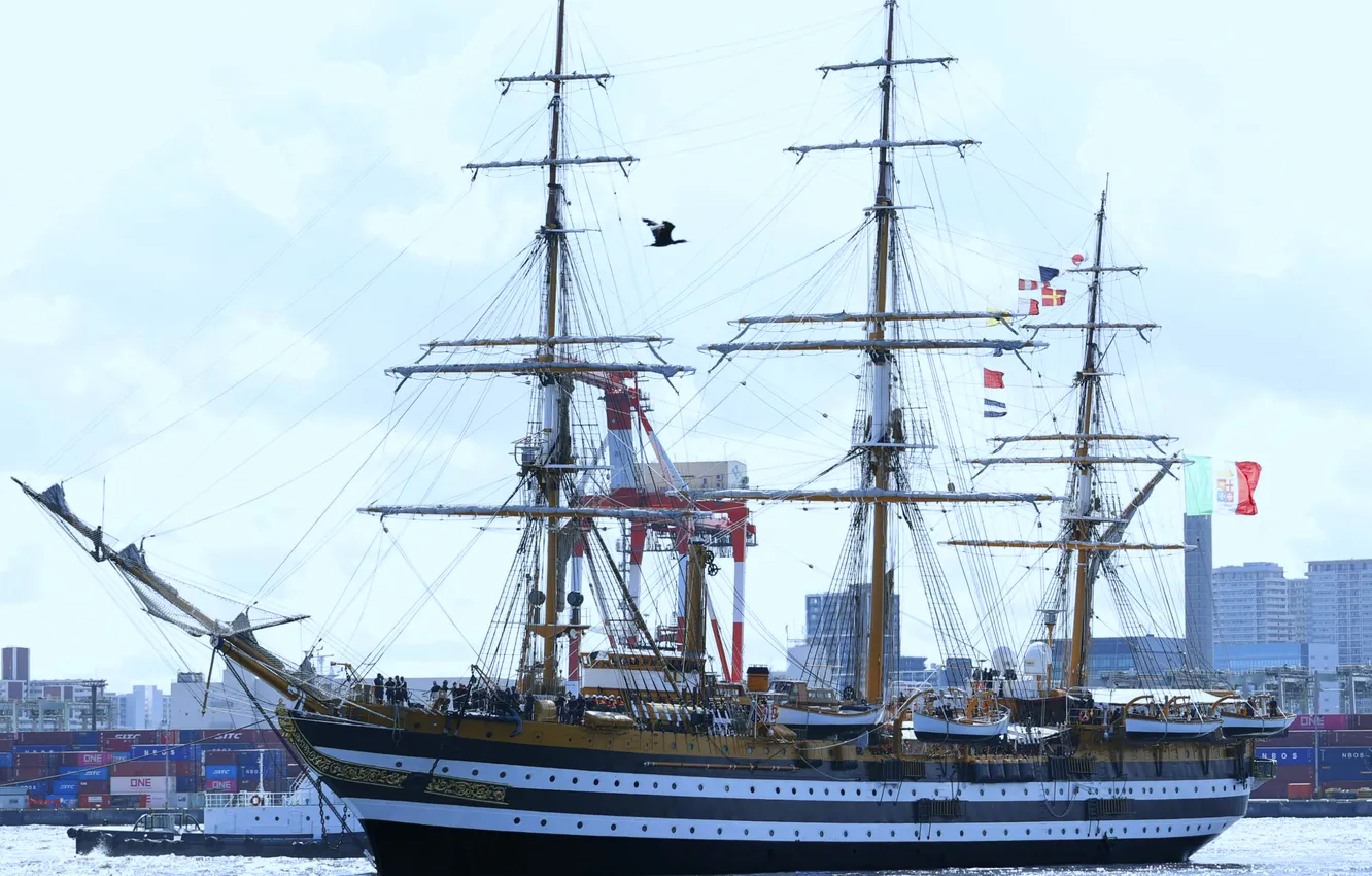 Photo wallpaper ship, sailing, training, Amerigo Vespucci