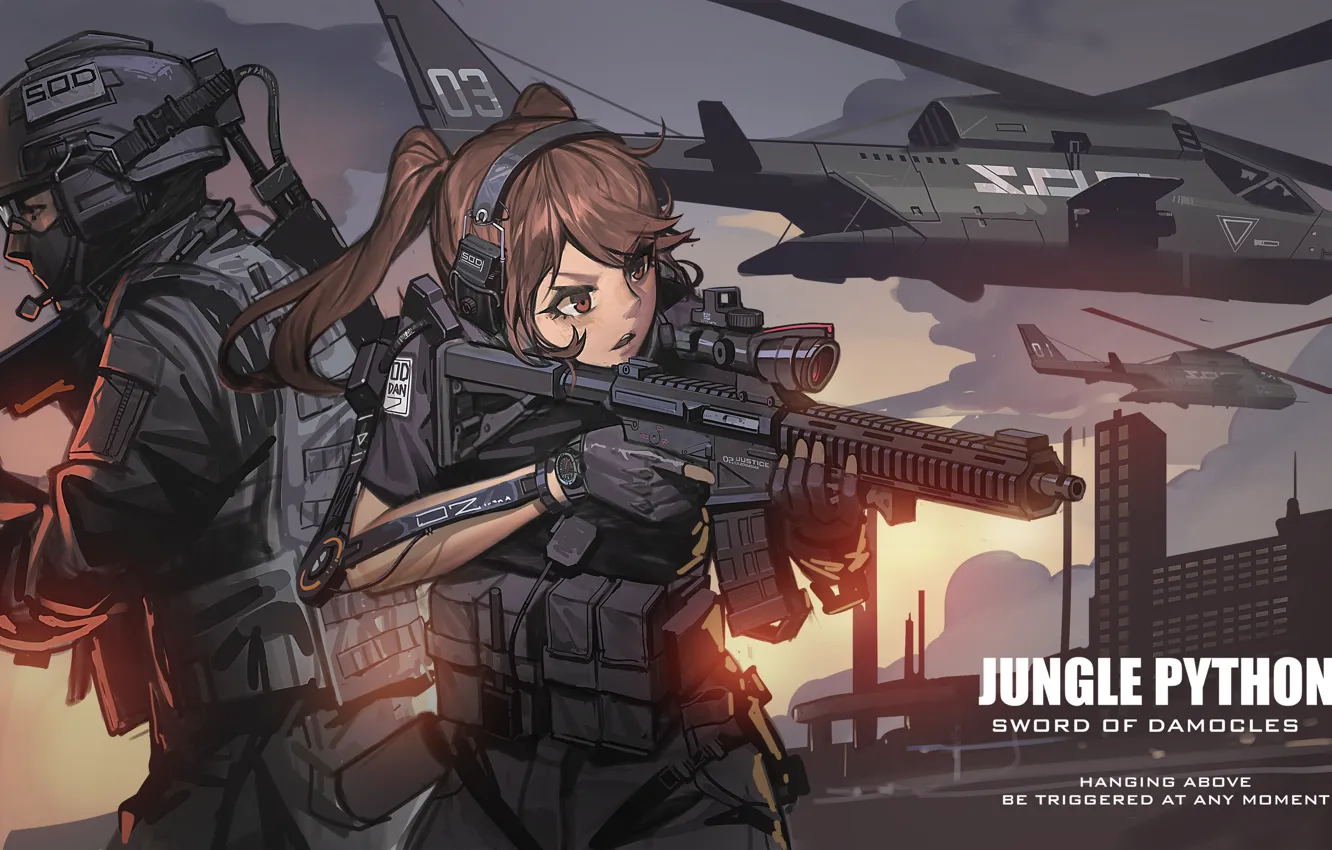 Photo wallpaper weapons, army, soldiers, helicopter