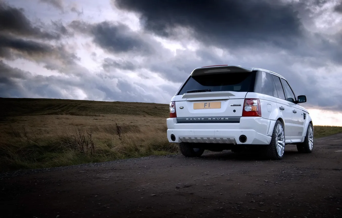 Photo wallpaper field, machine, autumn, white, grass, white, car, Rover