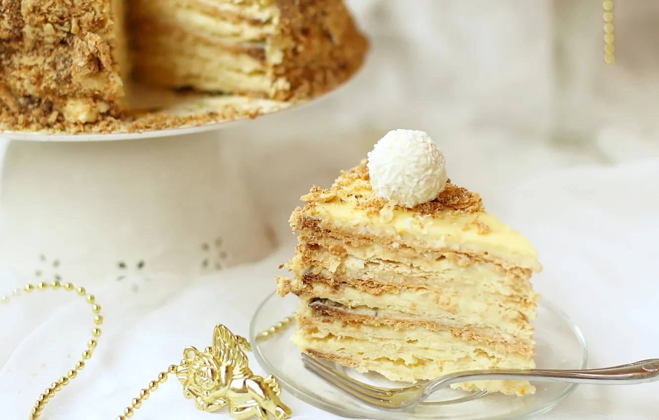 Photo wallpaper cake, piece, Napoleon