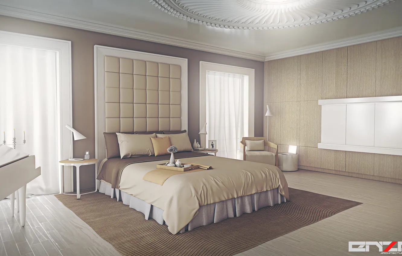 Photo wallpaper furniture, the room, brightness, furnished, Bedroom design