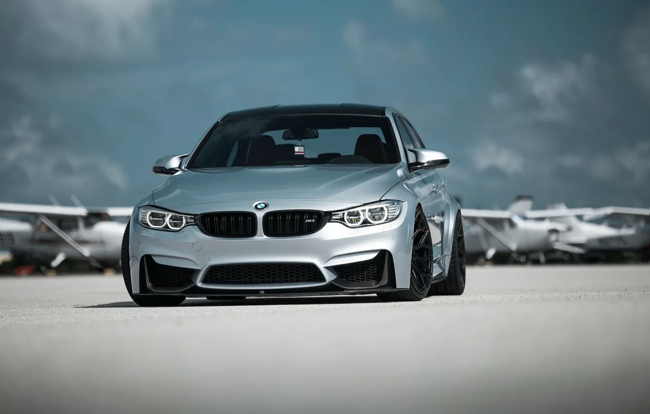 Photo wallpaper BMW, Clouds, Sky, Silver, F80, Sight