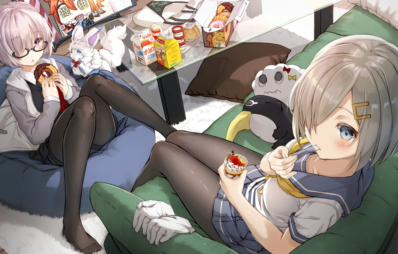 Photo wallpaper kawaii, game, anime, food, crossover, ice cream, bishojo, moe