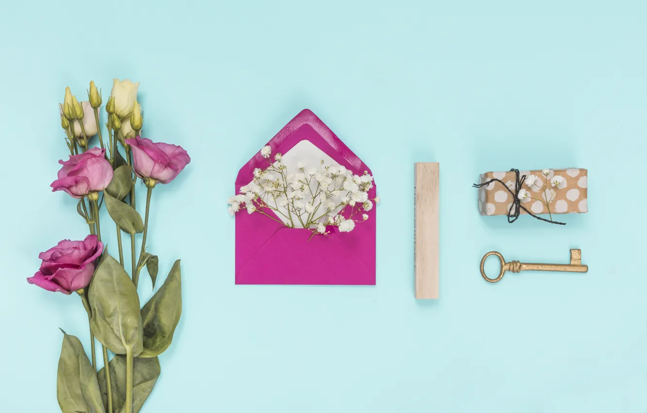 Photo wallpaper flowers, background, white, pink, flowers, the envelope, eustoma, eustoma