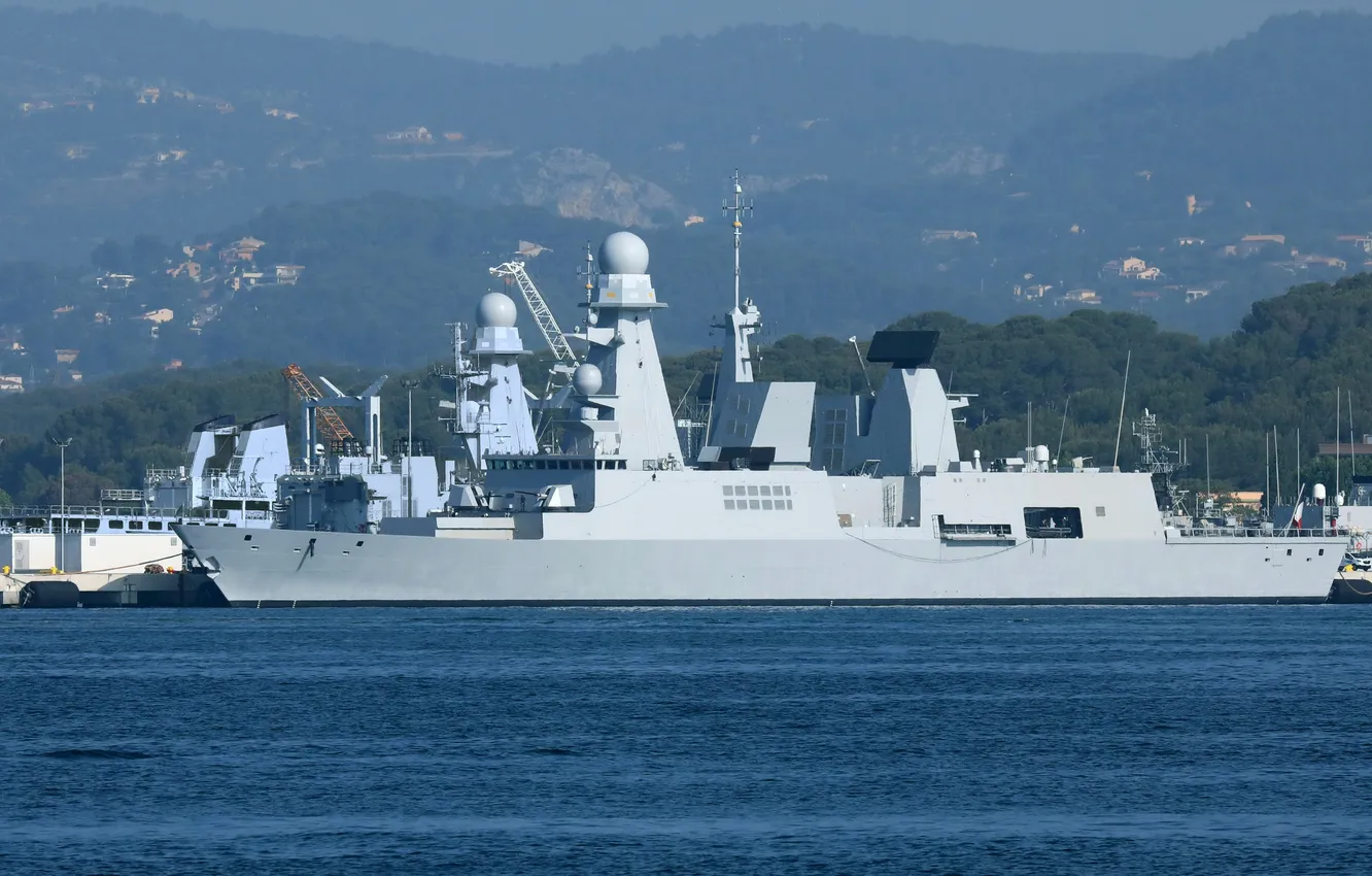 Photo wallpaper pier, frigate, French Navy, Shevalier Paul