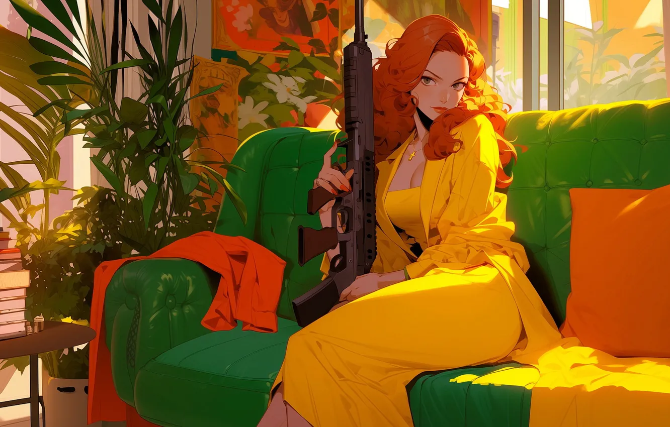 Photo wallpaper girl, anime, art, weapons