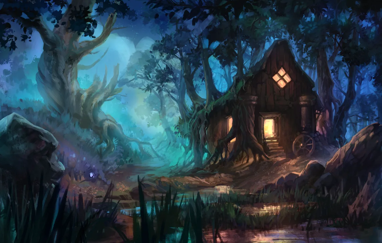 Photo wallpaper forest, fantasy, art, house, Anna Anikeyka, Enviroment#3