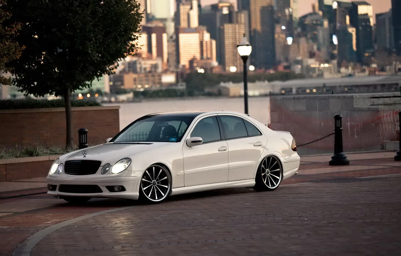 Photo wallpaper white, tuning, car, Mercedes Benz, Mercedes, AMG, E Class