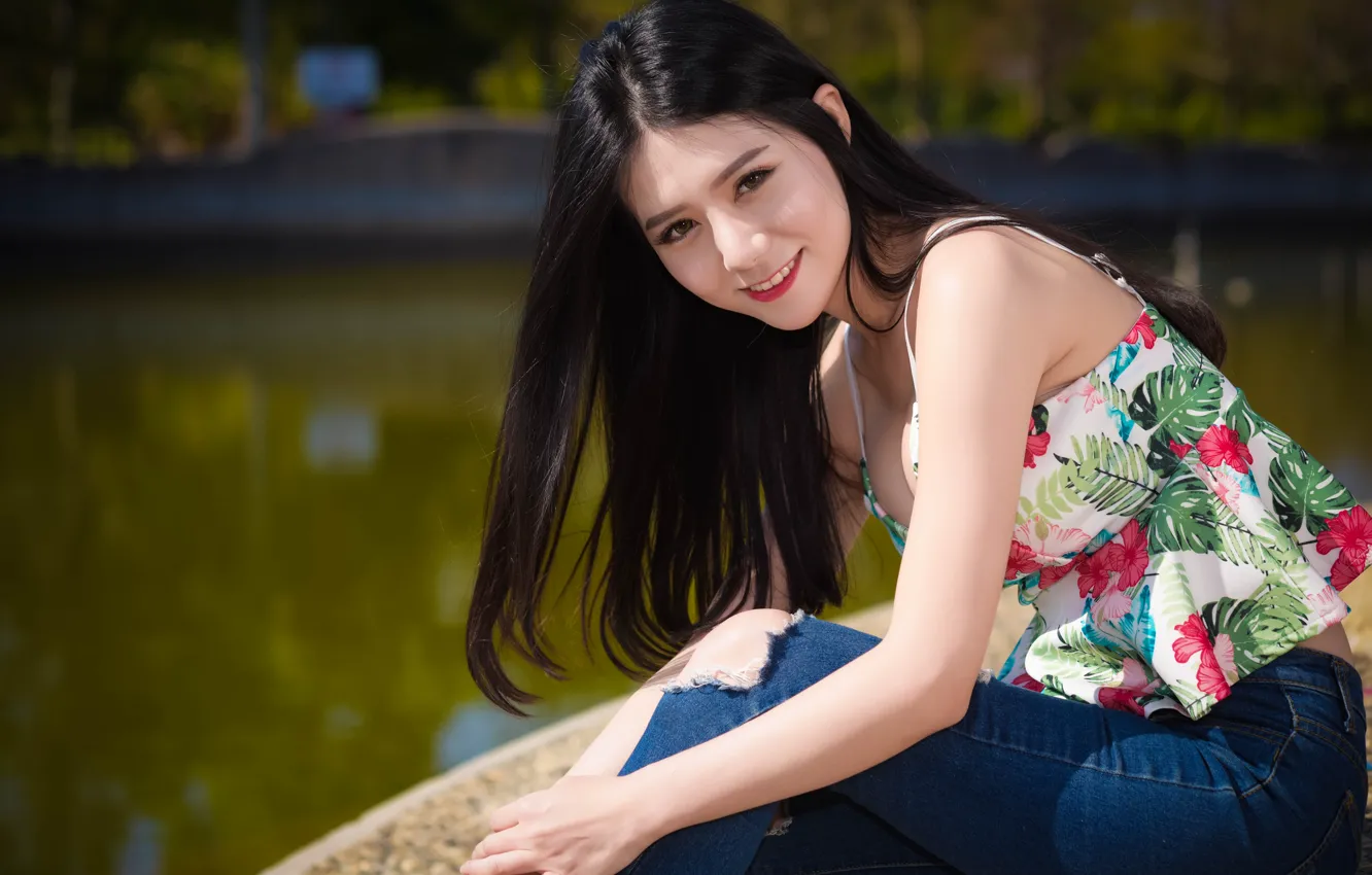 Photo wallpaper summer, girl, face, smile, hair