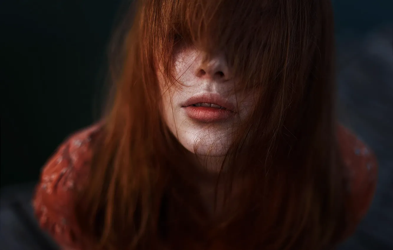 Photo wallpaper girl, hair, lips, red, Juliana Naidenova