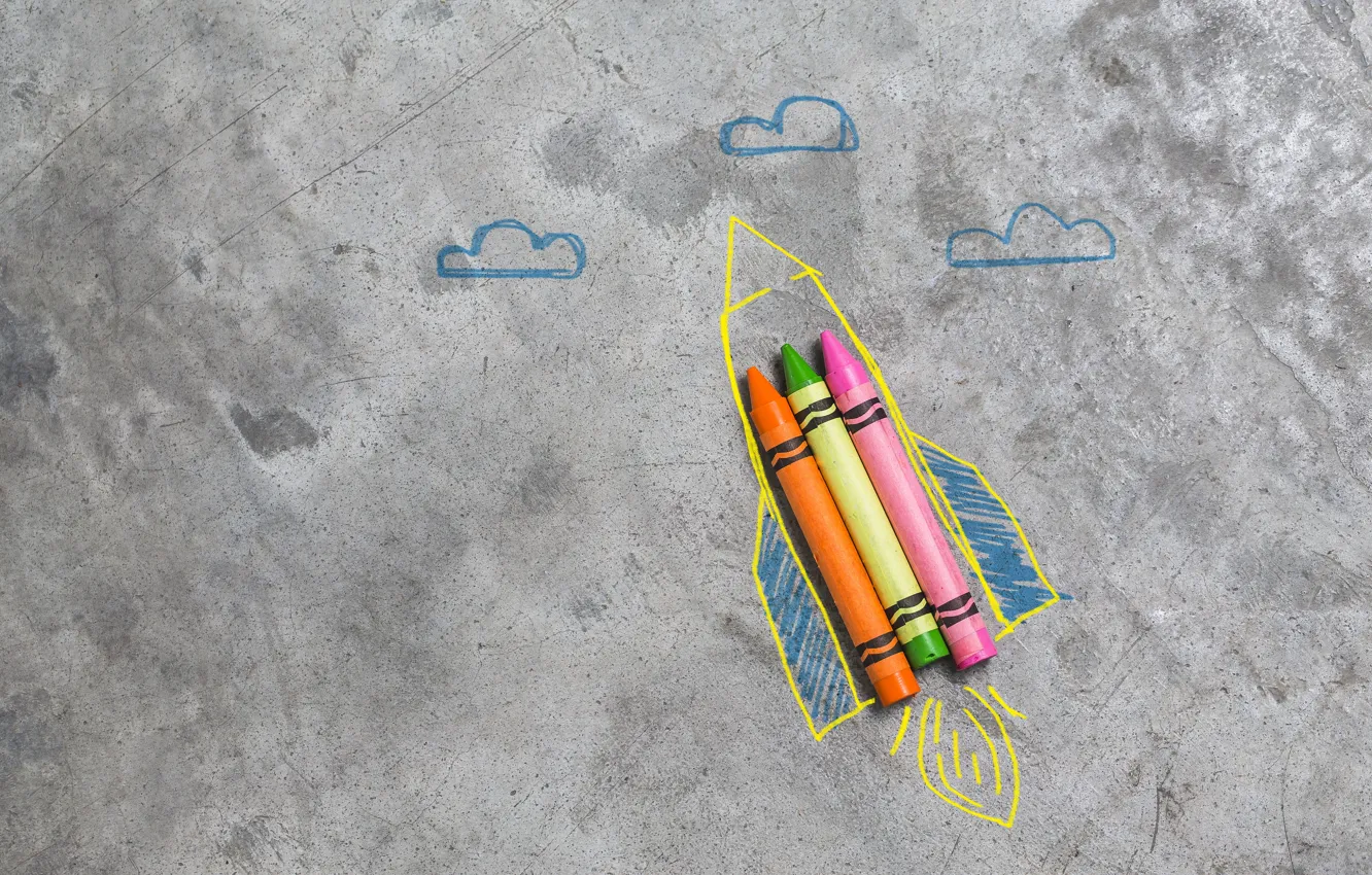 Photo wallpaper background, figure, minimalism, rocket, markers