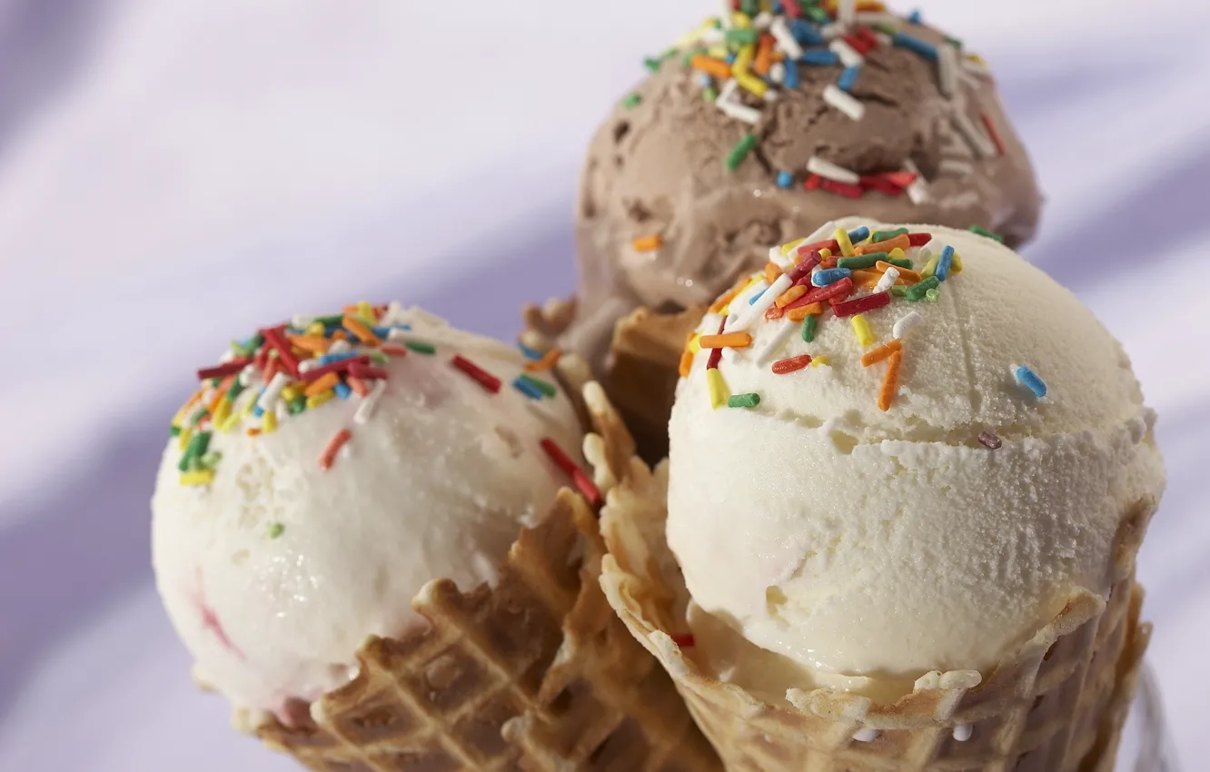 Photo wallpaper ice cream, topping, waffle cone