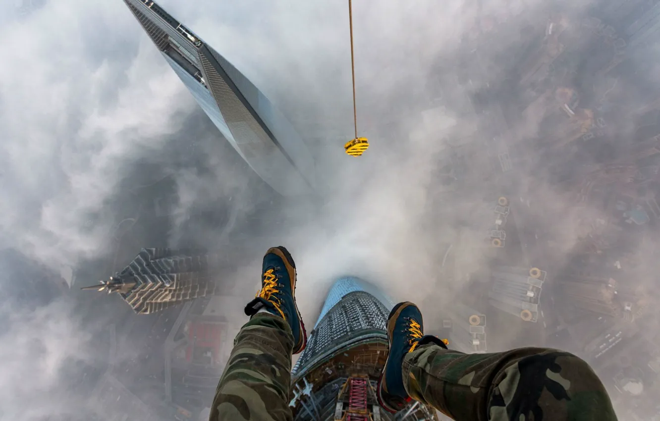 Photo wallpaper clouds, height, skyscrapers, the, On top of the Shanghai tower