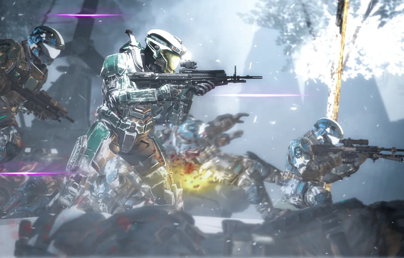 Photo wallpaper weapons, attack, warrior, shooting, Skirmish